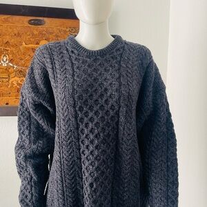 Men's Charcoal Carringddon Cable Knit Sweater From Ireland